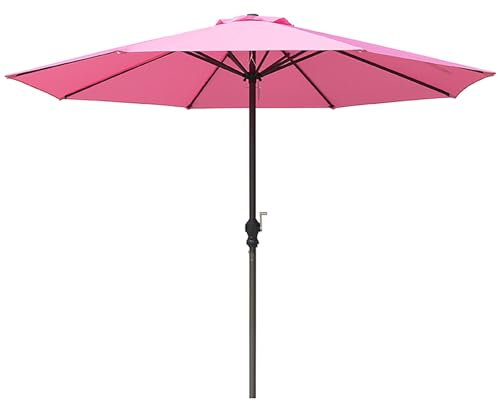 WATAOW Parasol D'extérieur 2,7 M - Protection UV Et Imperméable, Parasol De Marché, Parasol De Table, Parasol De Jardin À Manivelle, Parasol pour Plage, Café, Restaurant(Rose)