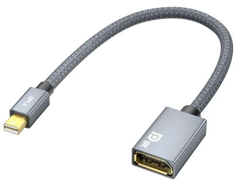 HLLYLL Mini DP 1.4 auf DP Adapter 8K@60Hz 4K@144Hz Stecker auf Buchse Nylondraht mit HDR HBR3 G-Sync FreeSync, Mini Displayport auf Displayport 20cm Adapter für Laptop/MacBook//Monitor/VR