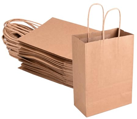 30 st. papperspåsar bruna små papperspåsar med handtag 15 x 8 x 21 cm presentpåsar presentpåsar kraftpapper presentpåsar för shoppingkassar jul födelsedag bröllop festpåsar