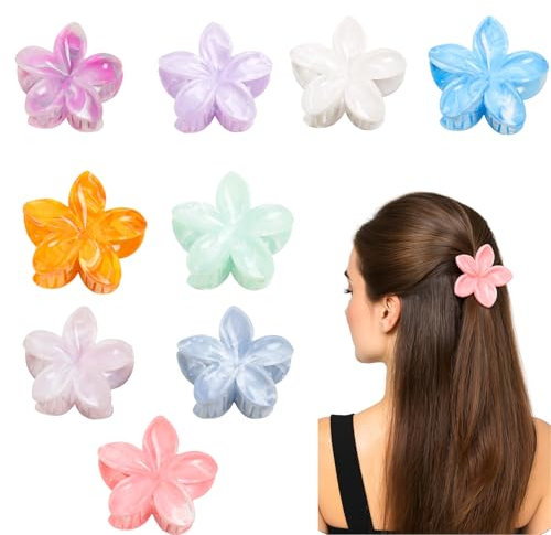 MUNSKT Confezione da 9 fermagli a forma di fiore tinti in marmo, per donne e ragazze, presa forte, antiscivolo, per capelli spessi/sottili, accessori eleganti per capelli con design alla moda con