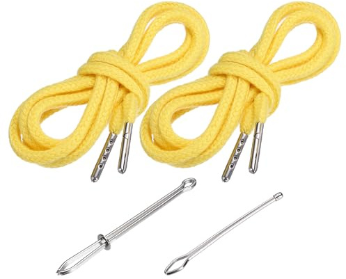 PATIKIL Drawstring Cords 130cm / 51 Inch, Hoodie, Yellow, 2pcs | Replacement Draw Strings, with 2pcs Easy Threaders, for Shorts Pants, Jackets, Coats, Sweatpants, Hoodie