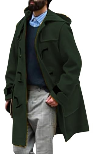 Manteau Homme Col Montant Pardessus en Laine Trench Coat Chaud Hiver Trois Quart Veste Slim Caban Coup-Vent Parka Classique