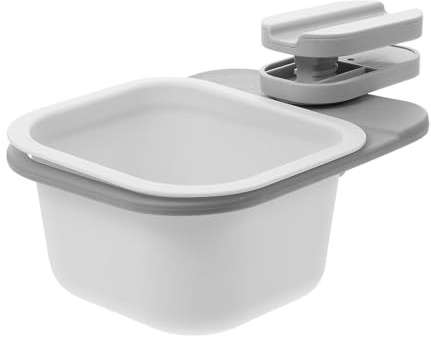 Veemoon Cubo de Basura Giratorio Multiusos de Escritorio Caja Organizadora Giratoria y Gris Contenedor Compacto para Baño Oficina y Dormitorio Clip Integrado ABS Resistente y