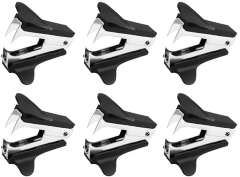Quitagrapas Oficina Tipo Pinzas, 6 Piezas, Removedor de grapas, Extrae Grapas sin Dañar Papeles, Aliado Perfecto como Material de Oficina y Papeleria y Material Escolar, color negro
