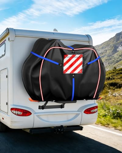 SUPAREE Copri Biciclette da Esterno Telo Copri 2 Bici Copertura Bici Camper 420D Oxford Antipioggia e Antistrappo Con Tasca per Cartelli di Avvertimento e Slot di Montaggio Posteriore