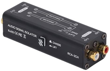 Zerodis Isolatore del Circuito di Terra a 2, Filtro Antirumore di Alta qualità, Elimina il Ronzio per Sistemi Home Theater e Stereo per Auto