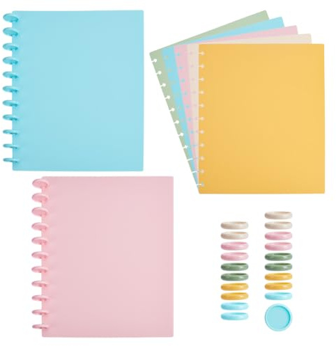 NBEADS 5 juegos de fundas para cuaderno de discos y discos, 287 x 223 mm, cubierta de polietileno con disco, accesorios de cuaderno de discos para escuela, oficina, asignatura, documento, serie Candy