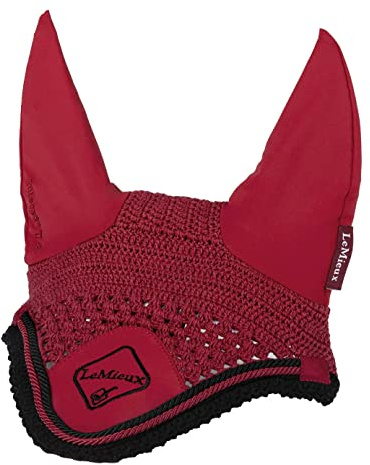 LeMieux Classic Crochet Fly Hood with Comfortable Lycra Ears in Chilli - Sport Horse Wear for Competitive Rider - X-Large