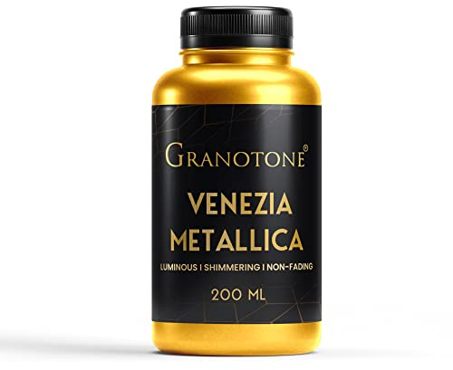GRANOTONE Venezia Acrylic Metallic Gold Paint 200 ml Colour Non Fading and Shimmering with Rich Pigments Non Toxic Colours Ideal for Artists and Beginners