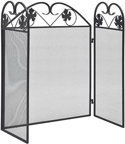 Griglia Parascintille per Camino, 3 Pannelli, Protezione per Stufa e Caminetti, Pieghevole Pannelli per Camino Griglia di Protezione Parafuoco per Bambini e Animali, 102 x 61 cm, Nero