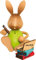 Drechslerei Kuhnert - Osterdekoration / Osterhase - Stupsi Hase Homeschooling mit Laptop - 12cm - aus Holz - Made in Germany