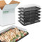 Caterline 5 x Large (450mm x 310mm x 75mm) Black Catering Platters & Clear Lids/Reusable Plastic Serving Trays/eco-Friendly Sandwich Packaging/Party Platters