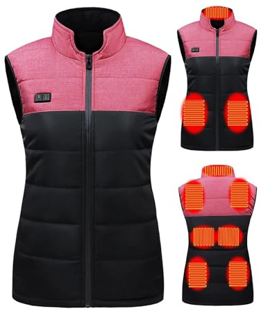 joyvio Gilet chauffant pour hommes et femmes, charge USB, chauffe-corps électrique, veste chauffante, manteau ajusté avec 9 zones de chauffage pour les vêtements de travail en plein air, Rose, XL