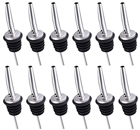 SLFYEE 12pcs Versatori in Acciaio Inox Tappo Versatore Bottiglia Versatori per Vino Stile Classico Beccuccio Conico Versatore per Liquore Olio Cocktail Vino