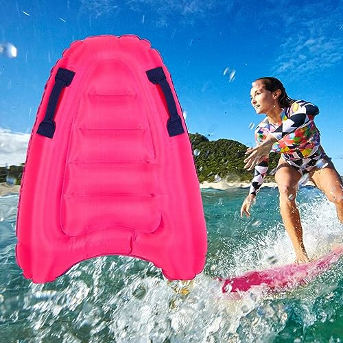 Aufblasbares Bodyboard mit Griffen, Surfbrett Schwimmende, Tragbares Aufblasbares Float Lernen Hilfsmatte, geeignet für mehrere Szenarien für Kinder und Erwachsene, Schwimmanfänger (Rosa)