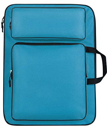 Zeichentasche A3 Transporttasche 8K Zeichenmappe mit Griff Schultergurt Rucksack Kinder Kunstmappe für Zeichentafel Skizzenbuch Transportmappe Malerei Zeichenplatte Tragetasche Outdoor Hellblau