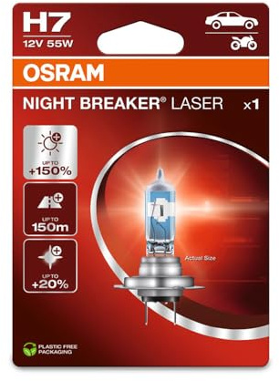 OSRAM NIGHT BREAKER LASER H7, +150% more brightness, halogen headlight lamp, 64210NL-1BL, 12V, blister (1 lamp), white