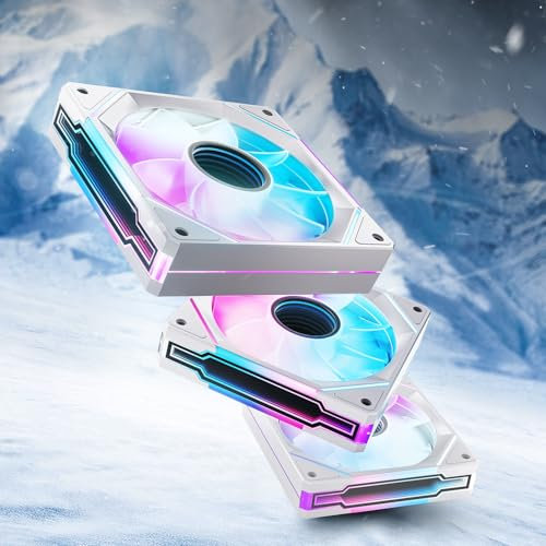 AsiaHorse RGB PC Lüfter 120MM Reverse Blade Gehäuselüfter 3Stück [Infinity Mirror] [HDB] 1800RPM ARGB Lüfter 5V3PIN ARGB und 12V4PIN PWM Lüfter, 50,000 Stunden Lebensdauer AMICI5GT Weiß Reverse