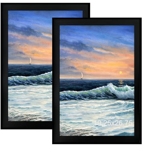 LUCKYLIFE 19.25x26.75 Puzzle Picture Frame, Wall Hanging Poster Frames, Display Pictures 19.25 x 26.75 without Mat, Pack of 2, Black