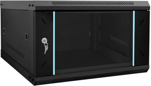 vidaXL Nätverkskabinet med lagring Svart 53 x 60 x 30 cm Stål, Modern skåp, kontorsförvaring, hållbara elektronikkomponenter, vägghängd nätverksutrustning, teknikorganisatör