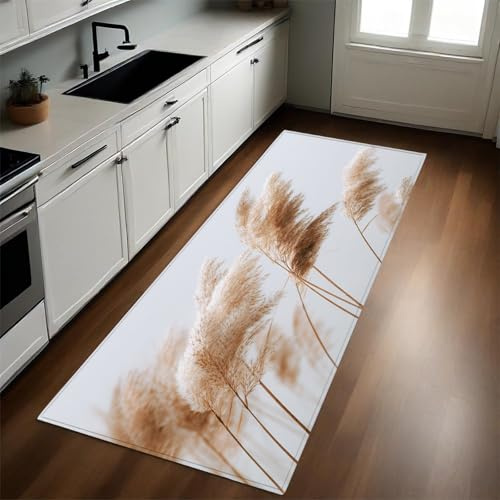 Stile Bohémien Tappeto Cucina 50x220 cm Canne nel vento Antiscivolo Lavabile Multiuso Cucina Lavanderia Soggiorno Corridoio Ingresso