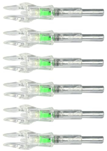 FQH 3pcs Archery LED Lighted Arrow Nocks - 4.2mm Automatic Tail Design for Bow Arrow Shafts, Improved Arrow Visibility (GREEN)