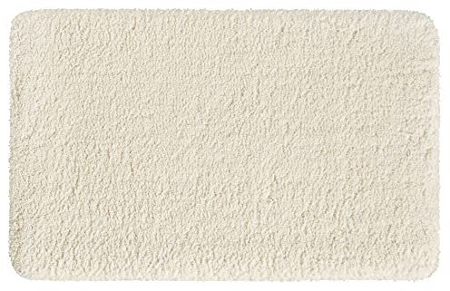 PANA® Hochflor Badematte (60x100 cm) • Weicher Badteppich aus Mikrofasern • rutschfest & waschbar • Badvorleger, Duschvorleger, Badematte, Badezimmerteppich • Farbe: Creme