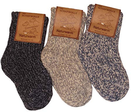 Wowerat Lot de 3 paires de chaussettes en laine pour bébé - Gris - 19