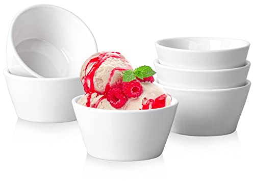 Taeochiy Porcelain Small Bowls, 8 Ounce Dessert Bowls, Ramekins Oven Safe, Ice Cream Bowls, Bouillon Cups, Set of 6