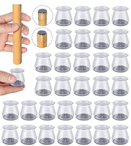 32 Pcs Chair Leg Floor Protectors - OASMU Silicone Felt Pads, Scratch-Proof & Noise-Free, Easy Smooth Moving, Small Size (Fits Round Chair Legs: 15/16 to 1-5/16 Diameter)​