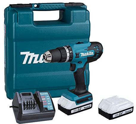 Makita HP488D002 Taladro de percusión a Batería 18 V Li-Ion (2 x 1,5 Ah) Ø 13 mm, Azul y negro