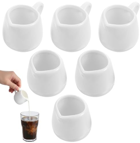 Housoutil Bricco per latte in ceramica, set da 6 pezzi, 4,80 x 4,30 x 4,10 cm, 120 ml, pratico bicchiere per latte e caffè, design elegante per cucina e caffetteria