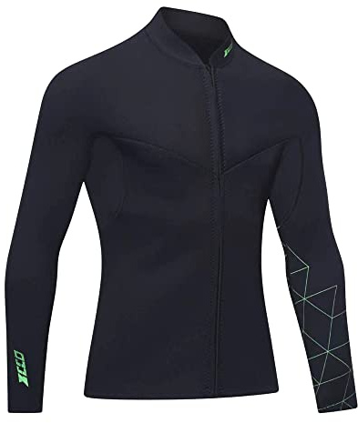 Top in neoprene da 3mm per uomo - Cerniera frontale, giacca a maniche lunghe per immersioni subacquee, snorkeling, nuoto e surf (XL, 3mm-Uomo)