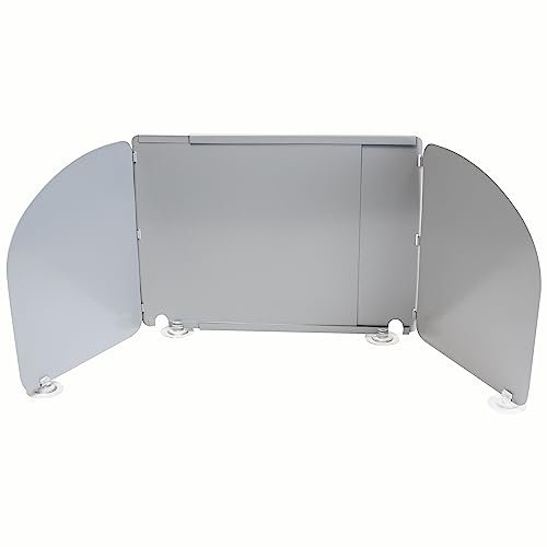 Universal Windschutz für Campingkocher Stahl verstellbar 32-60cm - Aufbewahrungstasche passend für 1-2-3 flammigen Gasherd faltbar Spritzschutz Camping Küche