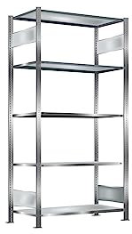 Oswald Transportgeräte Steckregal, verzinkt, Breite 1 m, Höhe 2 m, Tiefe 0,4 m, 5 Böden, Fachlast 330 kg, einseitig