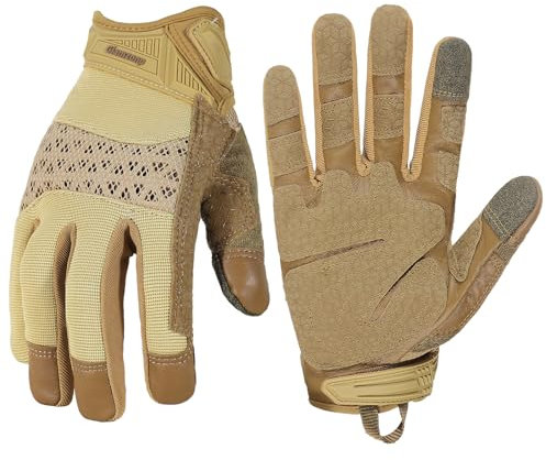 HANDLANDY Sicherheitshandschuhe für Männer & Frauen, gepolsterte Touchscreen-Arbeitshandschuhe mit Grip, für Bau, Mechaniker, Lager, XL