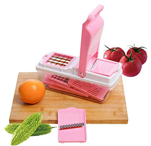 Vegetable Chopper Kitchen Vegetable Slicer Spiralizer Slicer Dicer ,Rotary Cheese Grater,Vegetable Slicer,Professional Food Slicer, 9 in 1 Vegetable Cutter Juicer Stainless Steel with Food Container,