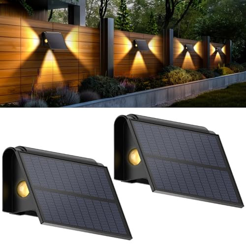 BENMA Solar Wandleuchte Aussen 2 Stück, Solarleuchten für Außen mit 2 Helligkeitsstufen, 3000K Warmweiß, IP65 Wasserdicht, Solarlampen für Außen für Garten Deko, Rasen, Treppen, Balkon, Hof