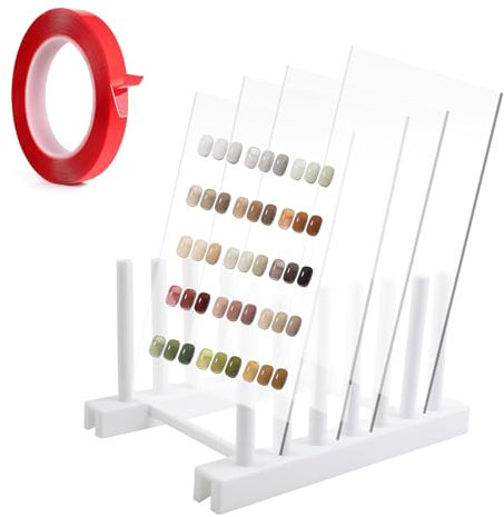 4 pièces Présentoir Ongles Nuancier Acrylique Palette avec Support en plastique et Colle sans trace Support de Présentation D'art D'ongle Nail Art Professionnel Présentoir 20x15cm