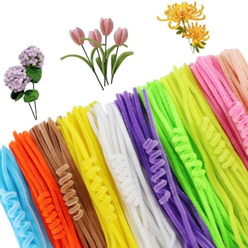 300 Stück Pfeifenputzer Bunt zum Basteln, 30cm Macaron-Farbe Chenilledraht, Pfeifenreiniger Chenilledraht Biegeplüsch, Gedrehte Biegsamer Plüsch Pfeifenreiniger für DIY Dekorationen