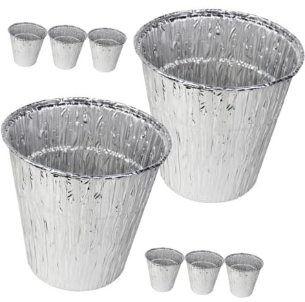 UTHCLO 8pièces Doublures Seau Graisse Aluminium Résistantes Chaleur Design Profond Capacité Renforcée Accessoires Barbecue Anti-déformation pour Récupération Huile