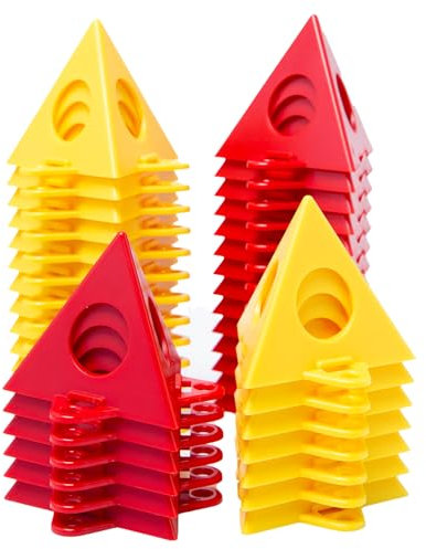 Sixfolo 40 Pcs Paint Pyramid Stands Triangle Canvas And Cabinet Door Risers Plastic Cone Paint Stand Mini Canvas Support Stands for Cabinet Door Paint Pouring (Yellow,Red)