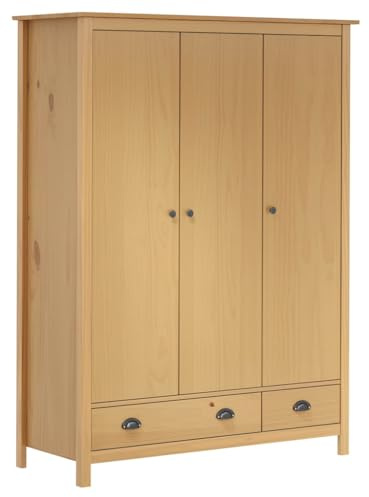 Massbinet Kleiderschrank mit 3 Türen Hill 127x50x170cm Massivholz Kiefer Modern Style Fashion Garderobe