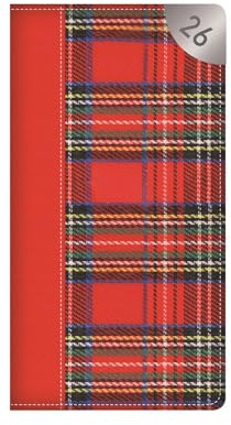 2026 Slim Pocket Diary Week to View - Red Tartan Cover Wallet Size Planner Work Study Travel Diary - Lightweight Compact Portable Organiser Notebook