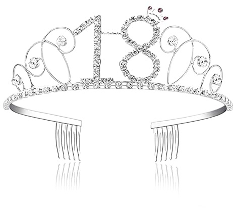 Couronne 18 Ans Argent - Diadème Strass et Cristal - Cadeau Anniversaire Fille - Décoration Fête et Accessoire Cheveux Brillant (18)