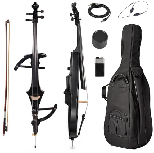 4/4 Full Size Acoustic Cello for Beginners, Natural Varnish Student Cello Outfit with Spruce Top, Maple Back, Bow, Rosin, Padded Soft Case, Stand & Extra Strings for Adults and Students