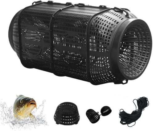 Nasse A Poisson,Nasse A Ecrevisses,Piège À Poisson avec Trous Durable 50cm Portable Facile À Utiliser Outil Filets De Pêche Et Corde en Nylon De 6 Mètres Pièges Crabe pour Les Lacs pour Attraper，50cm
