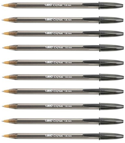 Penne a sfera ad inchiostro BIC 1,6 mm, grande, nero 10 penne