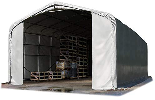 TOOLPORT Lagerzelt 6x12m Zelthalle Unterstand / 4m Seitenhöhe PRIMEtex PVC Plane 2300 N grau mit Statik