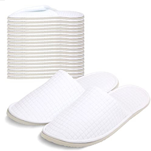 Anmerl 10 Paires de Chaussons Invités pour Hommes et Femmes, Chaussons Jetables en Coton épais, Chaussons Hotel de Qualité SupéRieure, Pantoufles IntéRieur Lavables et AntidéRapants (Blanc, EUR 36-44)